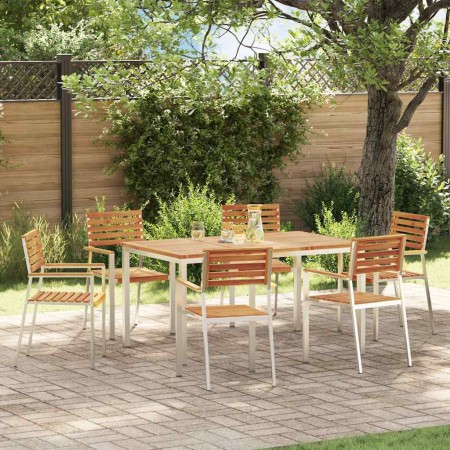 Conjunto de Comedor de Jardín 7 pcs Madera de Acacia Sólida en Mesas de jardín | Comprar online en Foru.es