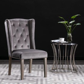 Silla de comedor de terciopelo gris en Sillas de comedor | Comprar online en Foru.es