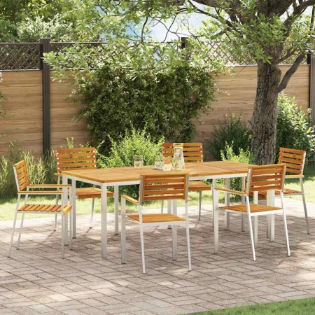 Conjunto de Comedor de Jardín 7 pcs Madera de Acacia Sólida en Mesas de jardín | Comprar online en Foru.es
