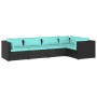Set de muebles de jardín 5 pzas y cojines ratán sintético negro de vidaXL, Conjuntos de jardín - Ref: Foro24-3101689, Precio:...