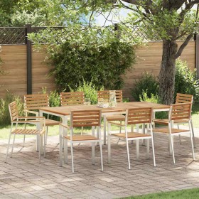 Conjunto de Comedor de Jardín 9 pcs Madera de teca maciza en Mesas de jardín | Comprar online en Foru.es