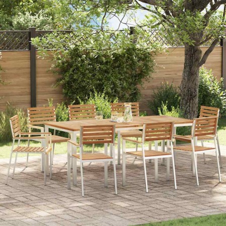 Conjunto de Comedor de Jardín 9 pcs Madera de teca maciza en Mesas de jardín | Comprar online en Foru.es