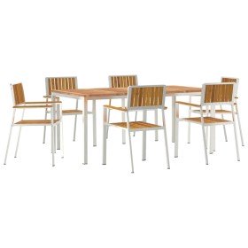 Juego de comedor para exteriores 7 pcs Madera de Acacia Sólida en Mesas de jardín | Comprar online en Foru.es