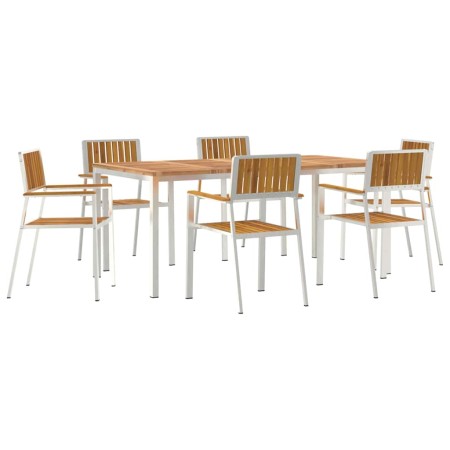 Juego de comedor para exteriores 7 pcs Madera de Acacia Sólida en Mesas de jardín | Comprar online en Foru.es
