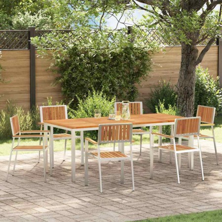 Juego de comedor para exteriores 7 pcs Madera de Acacia Sólida en Mesas de jardín | Comprar online en Foru.es