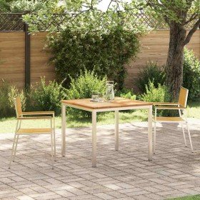 Juego de comedor para exteriores 3 pcs Madera de teca maciza en Mesas de jardín | Comprar online en Foru.es
