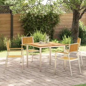 Juego de comedor para exteriores 5 pcs Madera de teca maciza en Mesas de jardín | Comprar online en Foru.es