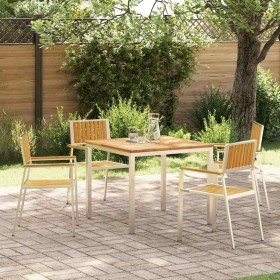 Juego de comedor para exteriores 5 pcs Madera de teca maciza en Mesas de jardín | Comprar online en Foru.es