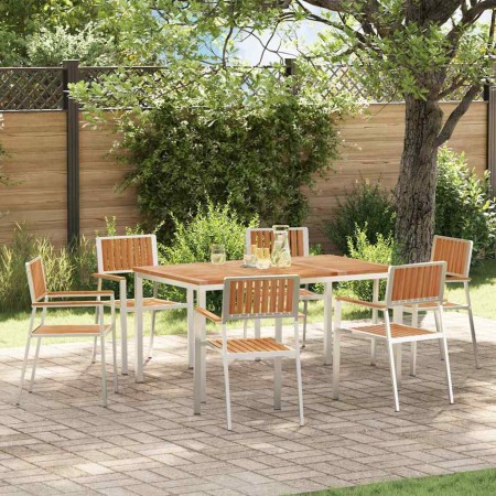 Juego de comedor para exteriores 7 pcs Madera de teca maciza en Mesas de jardín | Comprar online en Foru.es