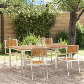 Juego de comedor para exteriores 5 pcs Madera de teca maciza en Mesas de jardín | Comprar online en Foru.es