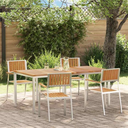 Juego de comedor para exteriores 5 pcs Madera de teca maciza en Mesas de jardín | Comprar online en Foru.es