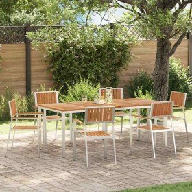 Juego de comedor para exteriores 7 pcs Madera de teca maciza en Mesas de jardín | Comprar online en Foru.es