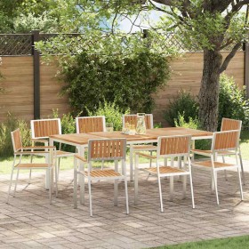 Juego de comedor para exteriores 9 pcs Madera de teca maciza en Mesas de jardín | Comprar online en Foru.es