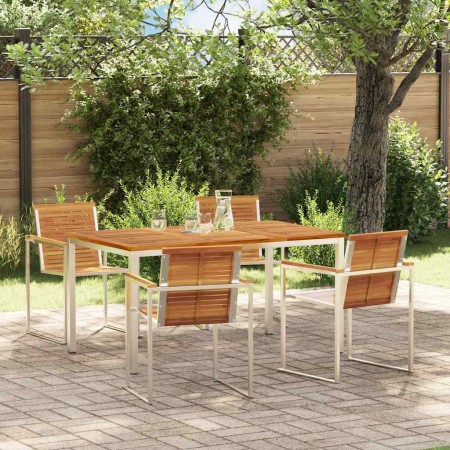 Conjunto de Comedor de Jardín 5 pcs Madera de Acacia Sólida en Mesas de jardín | Comprar online en Foru.es