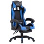 Silla gaming con reposapiés cuero sintético azul y negro en Sillas de oficina | Comprar online en Foru.es