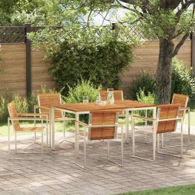 Conjunto de Comedor de Jardín 7 pcs Madera de Acacia Sólida en Mesas de jardín | Comprar online en Foru.es