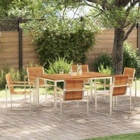 Conjunto de Comedor de Jardín 7 pcs Madera de Acacia Sólida en Mesas de jardín | Comprar online en Foru.es