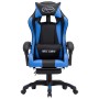 Silla gaming con reposapiés cuero sintético azul y negro en Sillas de oficina | Comprar online en Foru.es