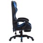 Silla gaming con reposapiés cuero sintético azul y negro en Sillas de oficina | Comprar online en Foru.es