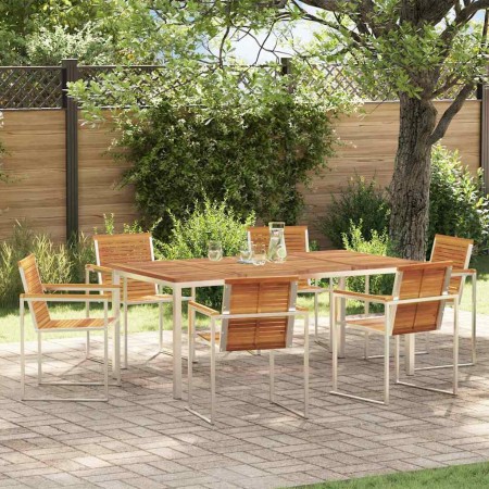 Conjunto de Comedor de Jardín 7 pcs Madera de Acacia Sólida en Mesas de jardín | Comprar online en Foru.es