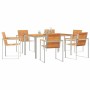 Conjunto de Comedor de Jardín 7 pcs Madera de Acacia Sólida en Mesas de jardín | Comprar online en Foru.es
