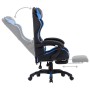 Silla gaming con reposapiés cuero sintético azul y negro en Sillas de oficina | Comprar online en Foru.es