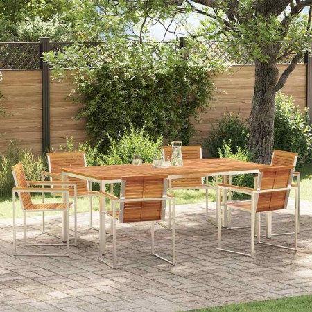 Conjunto de Comedor de Jardín 7 pcs Madera de Acacia Sólida en Mesas de jardín | Comprar online en Foru.es