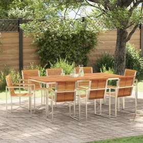 Conjunto de Comedor de Jardín 9 pcs Madera de Acacia Sólida en Mesas de jardín | Comprar online en Foru.es