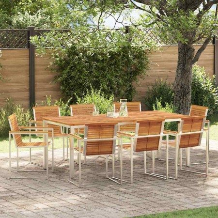 Conjunto de Comedor de Jardín 9 pcs Madera de Acacia Sólida en Mesas de jardín | Comprar online en Foru.es