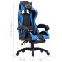 Silla gaming con reposapiés cuero sintético azul y negro en Sillas de oficina | Comprar online en Foru.es