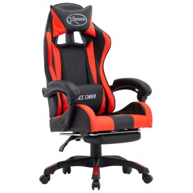 Silla gaming con reposapiés cuero sintético rojo y negro en Sillas de oficina | Comprar online en Foru.es
