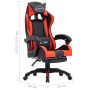 Silla gaming con reposapiés cuero sintético rojo y negro en Sillas de oficina | Comprar online en Foru.es