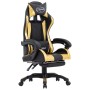 Silla gaming con reposapiés cuero sintético negro y dorado en Sillas de oficina | Comprar online en Foru.es