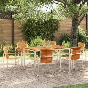 Conjunto de Comedor de Jardín 7 pcs Madera de teca maciza en Mesas de jardín | Comprar online en Foru.es