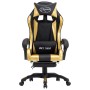 Silla gaming con reposapiés cuero sintético negro y dorado en Sillas de oficina | Comprar online en Foru.es