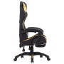 Silla gaming con reposapiés cuero sintético negro y dorado en Sillas de oficina | Comprar online en Foru.es