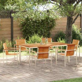 Conjunto de Comedor de Jardín 7 pcs Madera de teca maciza en Mesas de jardín | Comprar online en Foru.es