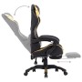 Silla gaming con reposapiés cuero sintético negro y dorado en Sillas de oficina | Comprar online en Foru.es