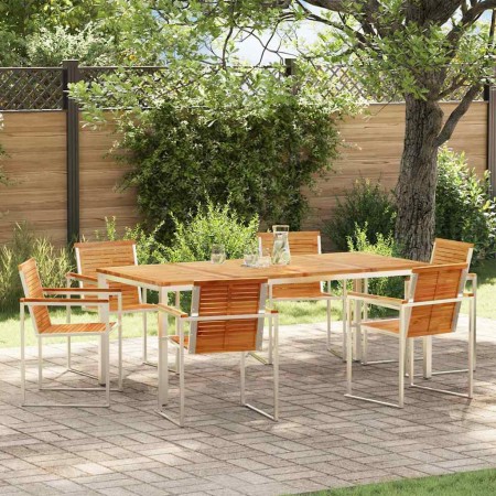 Conjunto de Comedor de Jardín 7 pcs Madera de teca maciza en Mesas de jardín | Comprar online en Foru.es