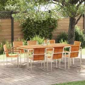 Conjunto de Comedor de Jardín 9 pcs Madera de teca maciza en Mesas de jardín | Comprar online en Foru.es