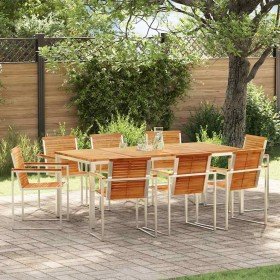 Conjunto de Comedor de Jardín 9 pcs Madera de teca maciza en Mesas de jardín | Comprar online en Foru.es
