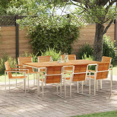 Conjunto de Comedor de Jardín 9 pcs Madera de teca maciza en Mesas de jardín | Comprar online en Foru.es
