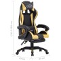 Silla gaming con reposapiés cuero sintético negro y dorado en Sillas de oficina | Comprar online en Foru.es
