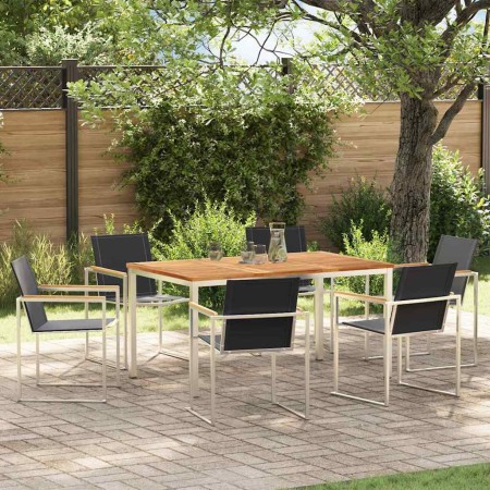 Conjunto de Comedor de Jardín 7 pcs Madera de teca maciza en Mesas de jardín | Comprar online en Foru.es