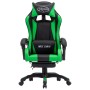 Silla gaming con reposapiés cuero sintético verde y negro en Sillas de oficina | Comprar online en Foru.es