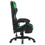 Silla gaming con reposapiés cuero sintético verde y negro en Sillas de oficina | Comprar online en Foru.es