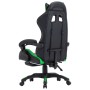 Silla gaming con reposapiés cuero sintético verde y negro en Sillas de oficina | Comprar online en Foru.es