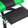 Silla gaming con reposapiés cuero sintético verde y negro en Sillas de oficina | Comprar online en Foru.es