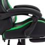 Silla gaming con reposapiés cuero sintético verde y negro en Sillas de oficina | Comprar online en Foru.es