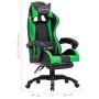 Silla gaming con reposapiés cuero sintético verde y negro en Sillas de oficina | Comprar online en Foru.es